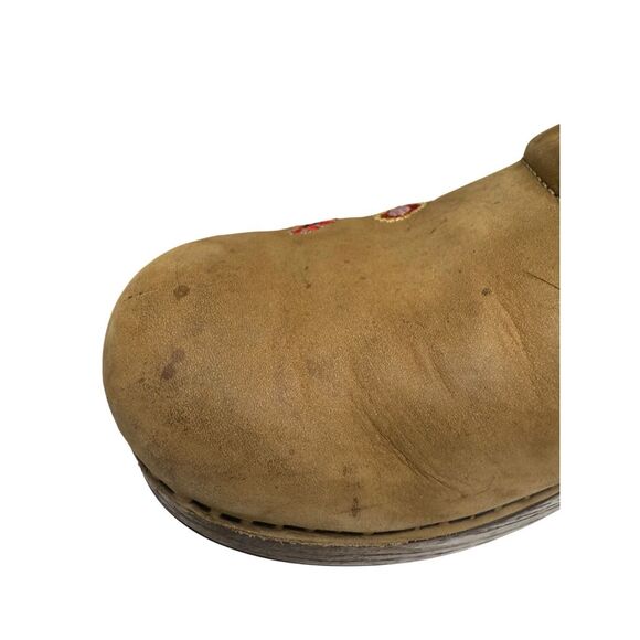 Dansko European Women's Tan Brown Earth-Toned Floral Embroidered Clogs Size 38 - Picture 8 of 14